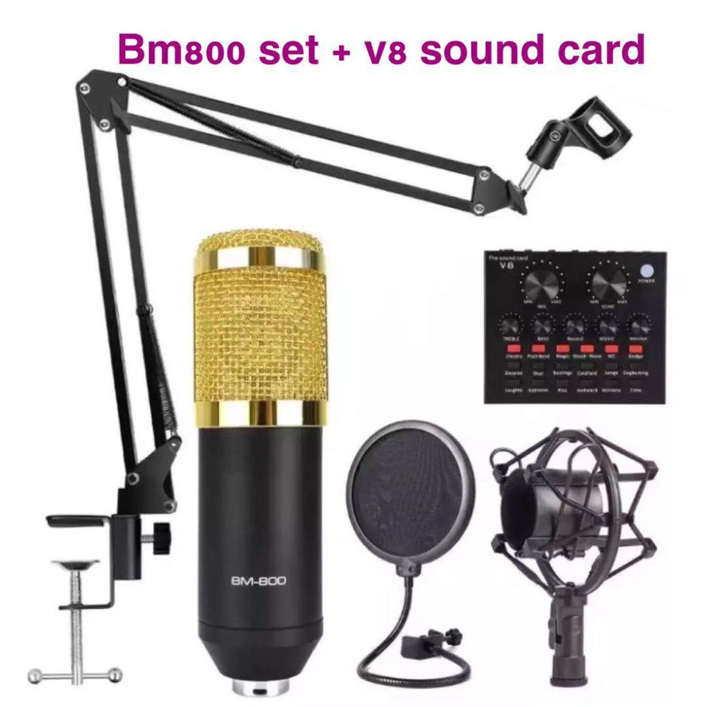 Computer Audio Recording Microphone Set with Sound Card, 3.5mm