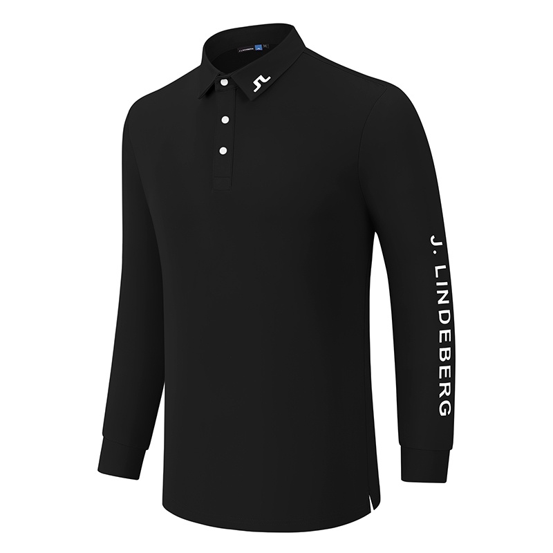 J.LINDEBERG Men's Long Sleeve Golf Polo Shirt, Quick-Drying Jersey