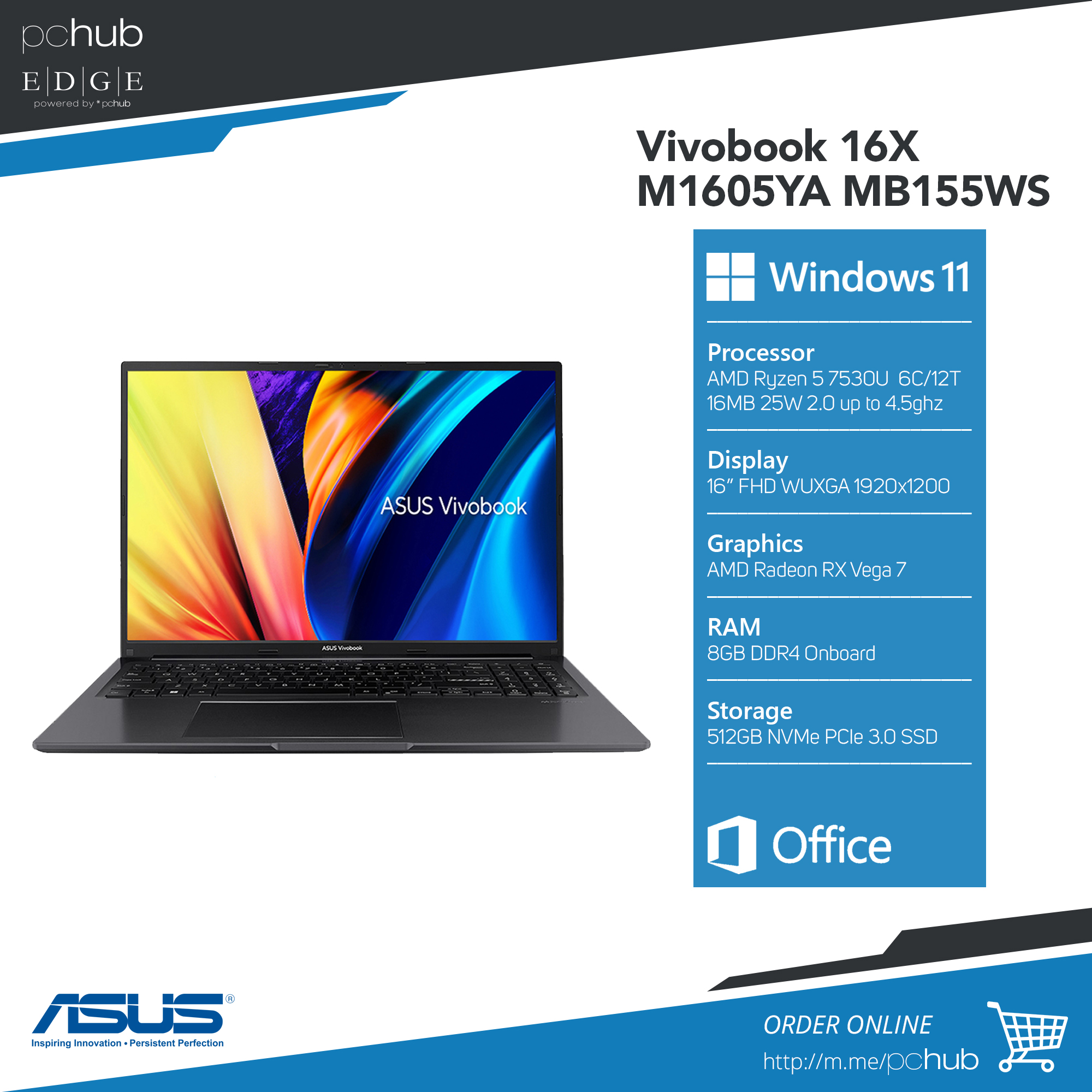 Asus Vivobook 16 X1605ZA MB065WS black, i5 1235u, 8gb, 512gb ssd, 16  WUXGA, w11+ofc