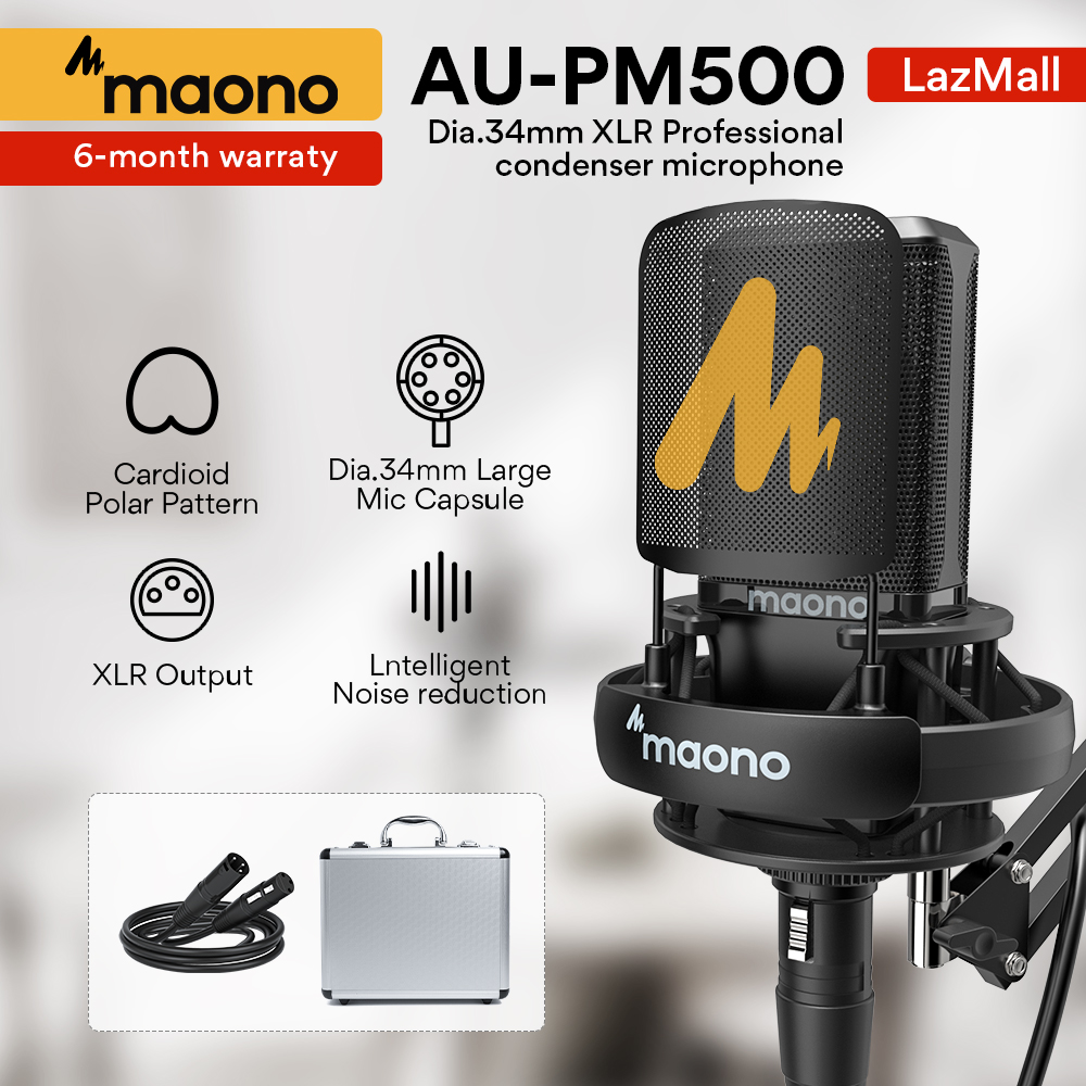 色移り有り MAONO XLR Condenser Microphone with 34mm Large Diaphragm,  Professional Cardioid Studio Mic for Podcasting, Recording, Streaming,  Vocals, Voice Over, M