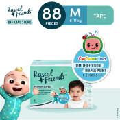 Rascal + Friends CoComelon Diapers Medium 88pcs with Stickers