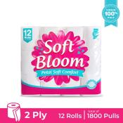 Soft Bloom Bathroom Tissue 2 Ply - 12 Rolls x 1 Pack