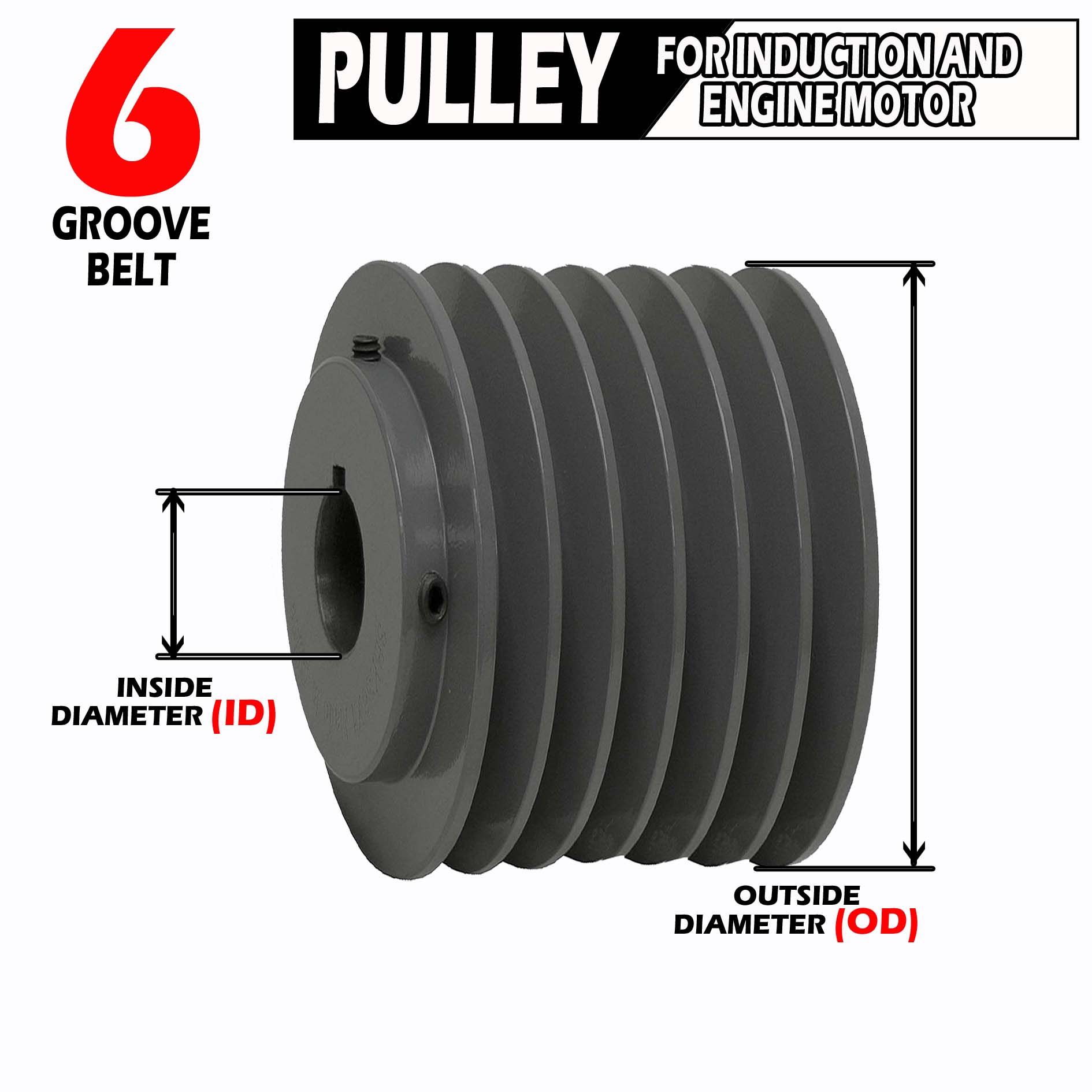 Pulley cast iron for Induction Engine motors 3 BELT GROOVE Outside Diameter 3