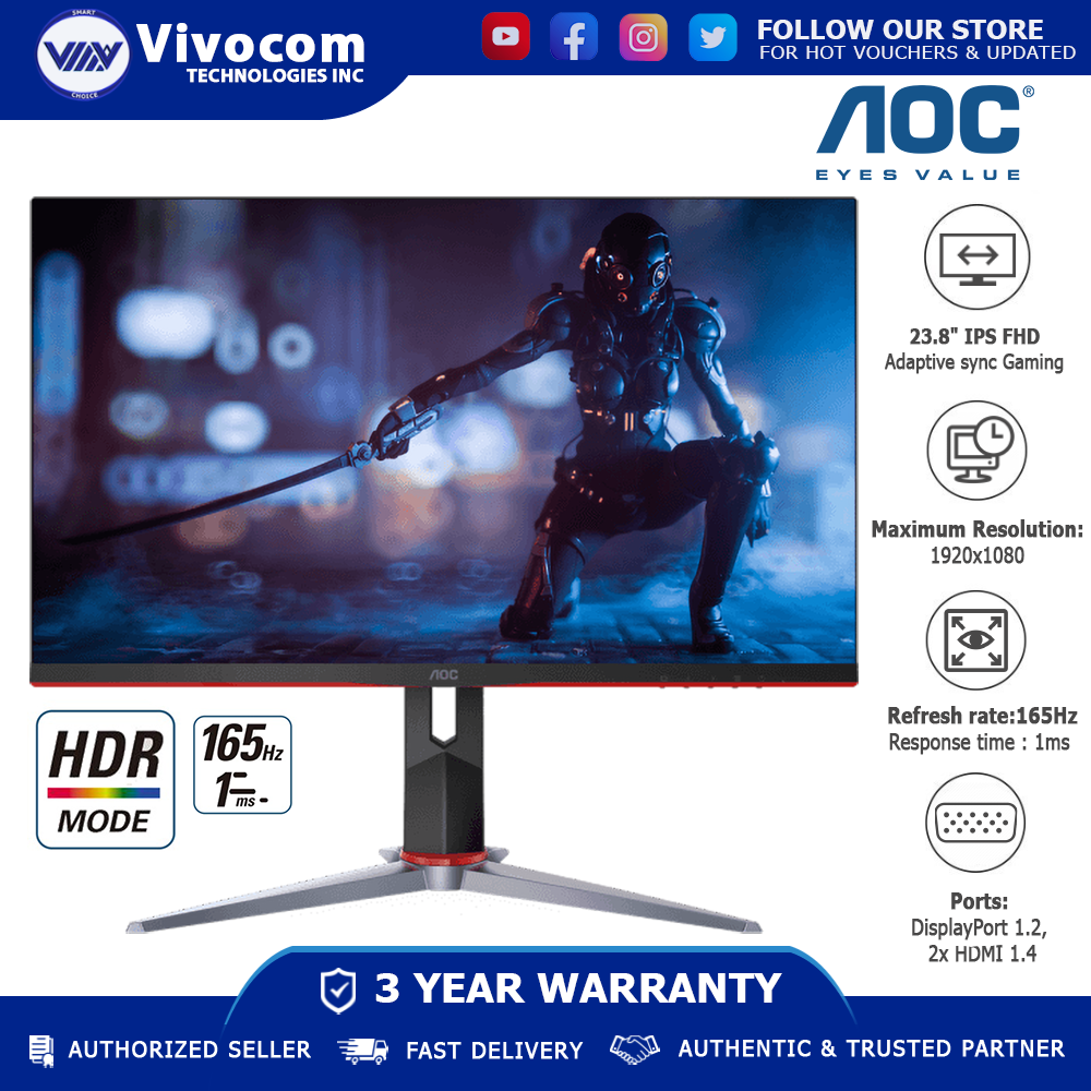 Gaming Monitor Aoc 24 24g2sp Ips 165hz Now In Bahrain 50 Off