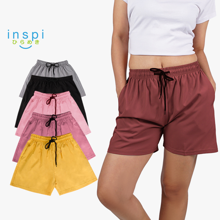 INSPI Twill Shorts Black for Men with Side Pockets Drawstring Korean A