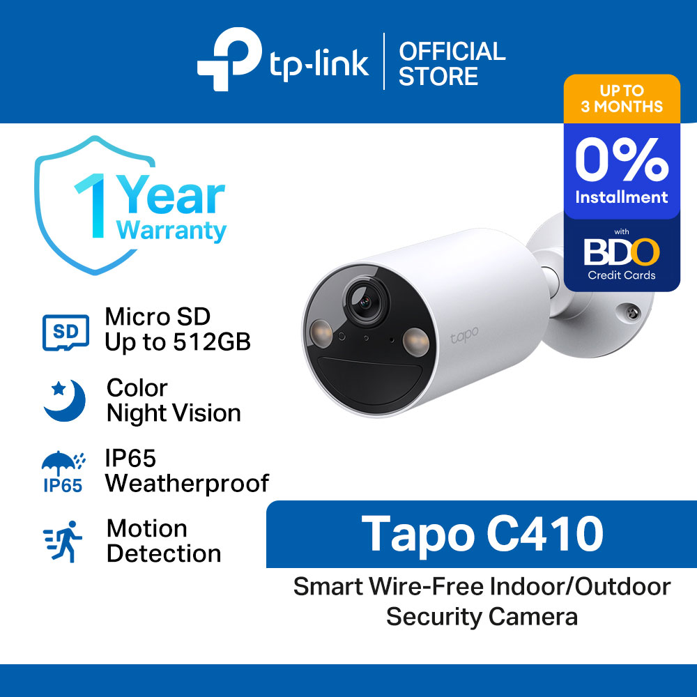 TP-Link Official Store / Tapo C410 / 2K 3MP Smart Wire-Free Indoor/Outdoor WiFi IP Security Cctv Sale Camera Connect to Cellphone with Mic and Speaker