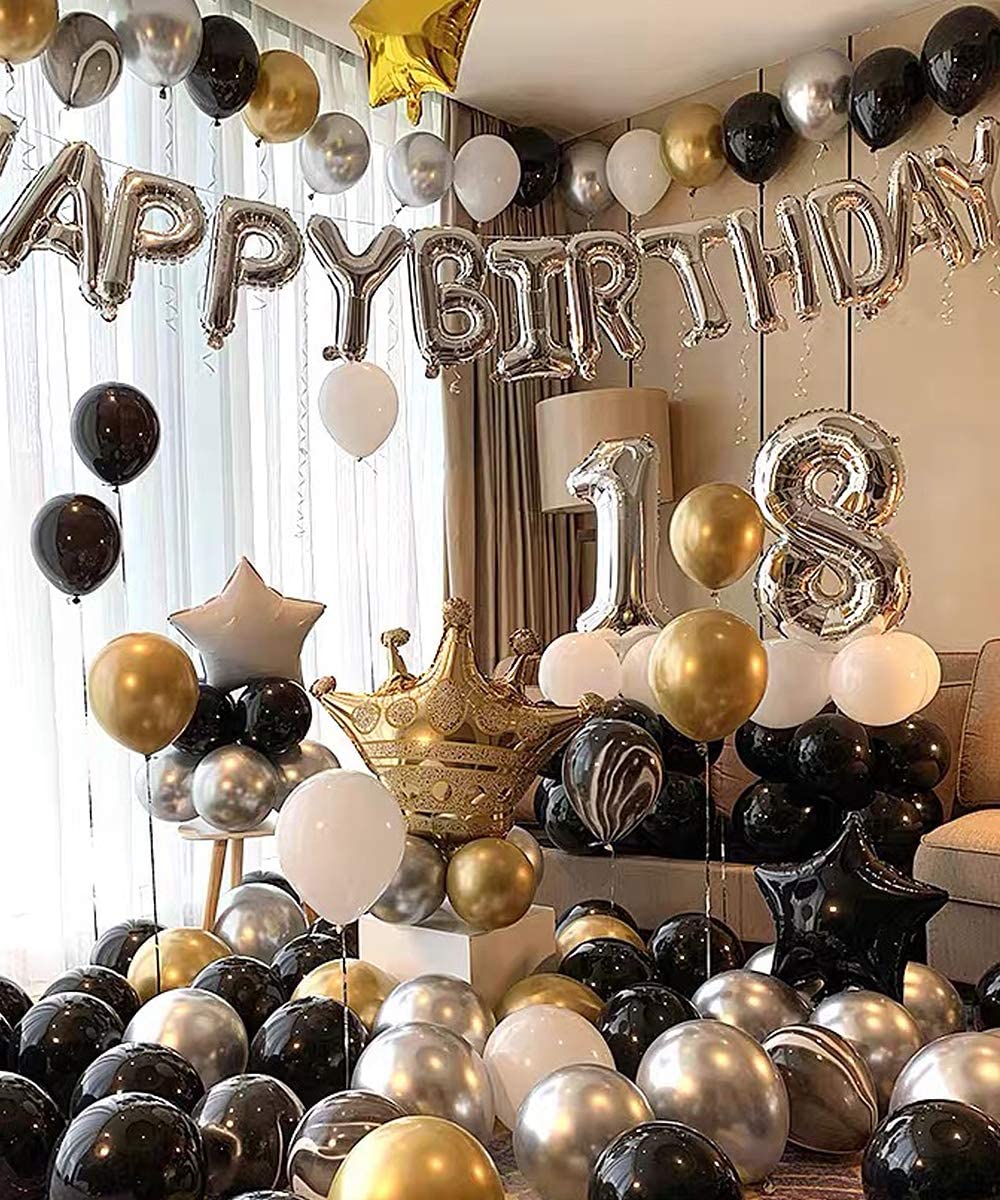 40th Birthday Party Decorations Gold Blue Metallic Balloons, 51 OFF