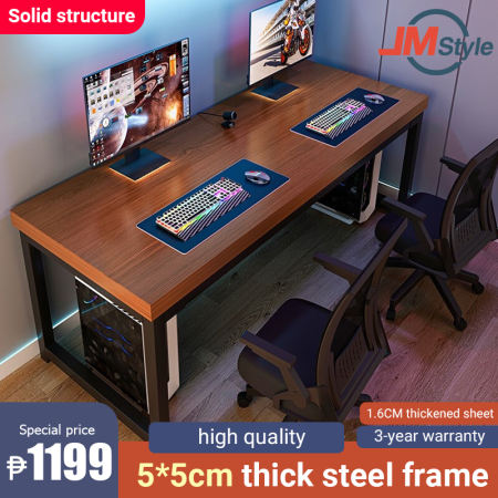 JMS Solid Wood Computer Desk with Steel Frame