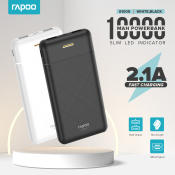 Rapoo 10000mAh Slim Powerbank for Cellphone - Fast Charging