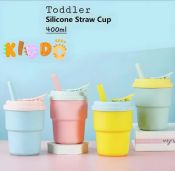 BPA-Free Baby Silicone Sippy Cup with Straw - 