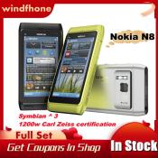 Nokia N8 3G Mobile Phone 2G Gsm 3G Wcdma Wifi Gps 12MP Camera 3.5 TouchScreen 16GB Symbian Smartphone N8 Cell Phone Free shipping