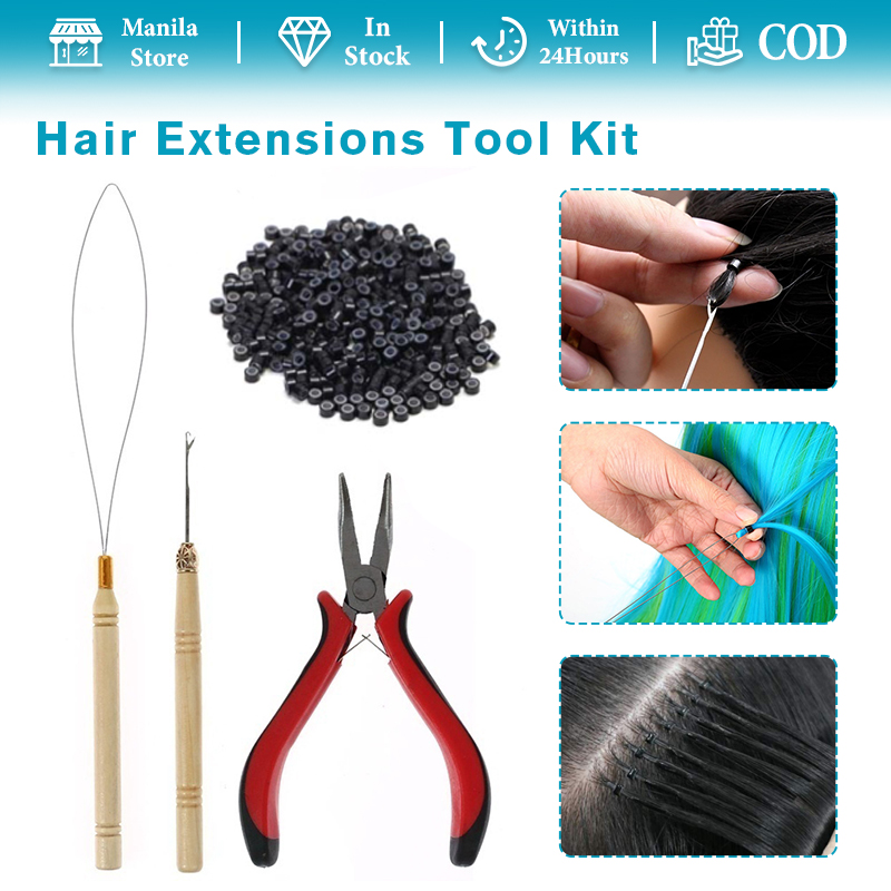 Hair Extension Tool Kit Hair Pliers Micro Pulling Hook Needle Loop