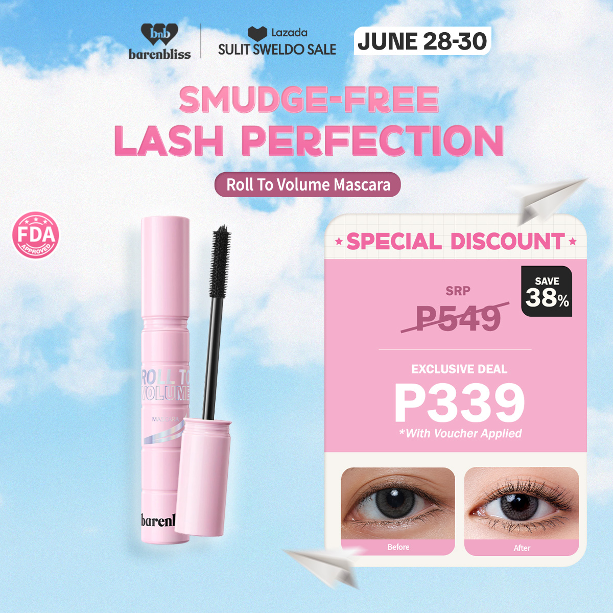 Discount on barenbliss  shoes - SKU: barenbliss BNB Korean Roll To Volume Mascara - Long Lasting | Waterproof | Smudgeproof | Up to 24h V