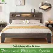 Modern Solid Wood Double Bed - 180cm Width Minimalist Design