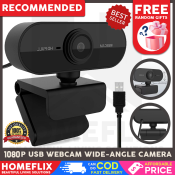 Homeflix 1080P USB Webcam with Wide-Angle Camera and Microphone