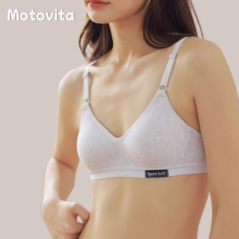 Motovita Cotton Seamless Brassiere Women AB Cup Bra Without Steel Ring Gathered Bra Comfort V Brassiere Push Up Lingerie For Women
