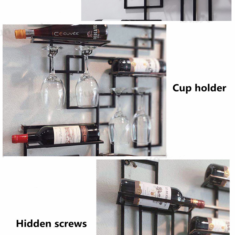 Creative wine rack wall hanging with glass holder home wine