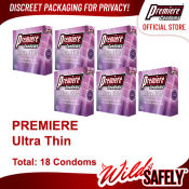 Premiere Condoms Ultra Thin by 3's, Pack of 6