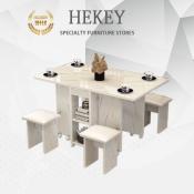 HEKEY Folding Dining Table Set with 4 Chairs, Space Saver