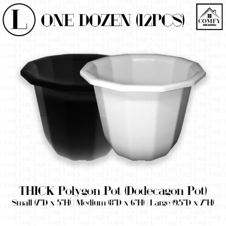 One Dozen Large Thick Durable 9.5" Polygon Dodecagon Flower Plastic Pot Paso