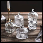 S&A Glassware Candy Jar with Lid - Decorative Glass Storage