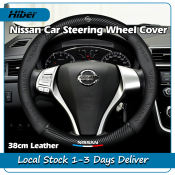 Nissan Leather Carbon Fiber Steering Wheel Cover 38cm