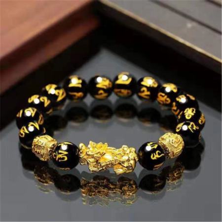 Feng Shui Black Obsidian PiXiu Wealth Bracelet by 