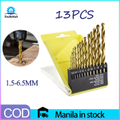 Toolshub 13-Pc Titanium Twist Drill Bit Set for Metal/Plastic