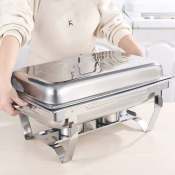 11L Stainless Steel Chafing Dish with Alcohol Holder - Thichening