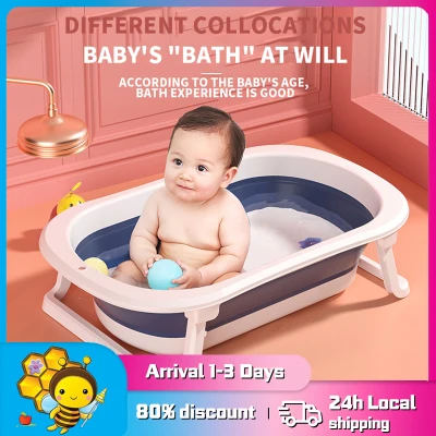 Baby Bathtub Baby Children Bath Folding Bath Tub Household Newborn Sitting and Lying Dual-Use Large Bath Basin for Kids (1)