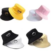 Double Sided Fashion Hip Hop Bucket Hat Smiling Face Unisex cap