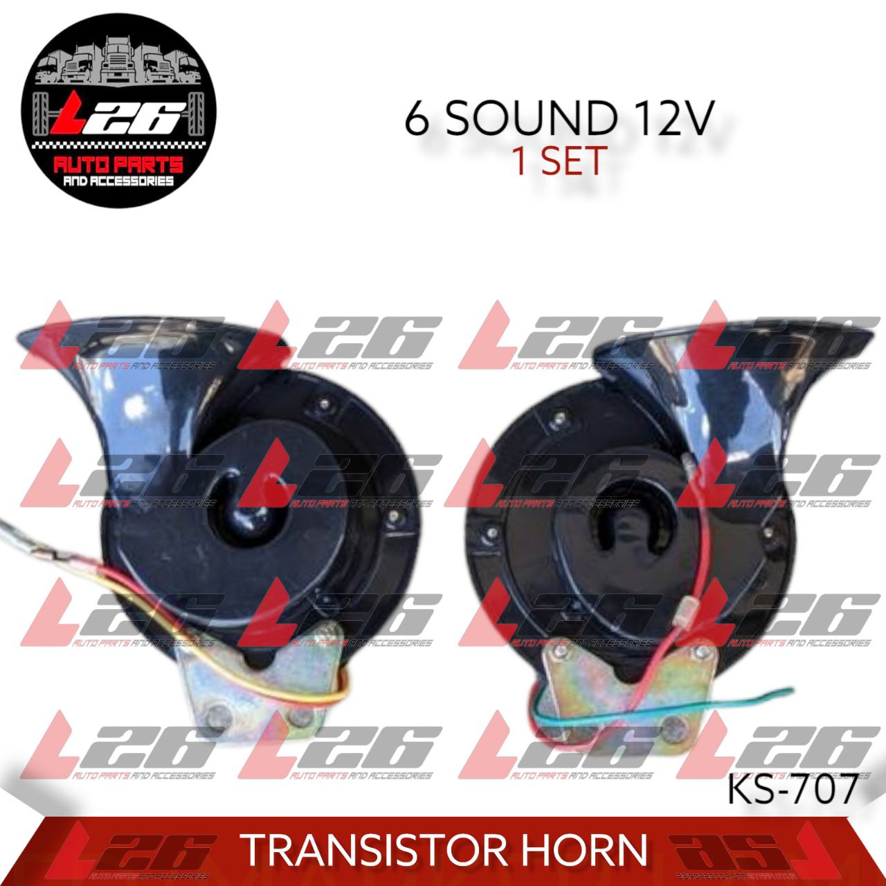 6-Tonet Fanfare Horn Kit - 12V Universal Transistor Horn - 2x Horn (1 sæt)  - Horn -  ApS