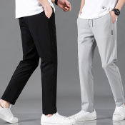 Ice silk pants men's summer ultra-thin mesh quick drying sports casual pants loose plus fat plus size air conditioning pants