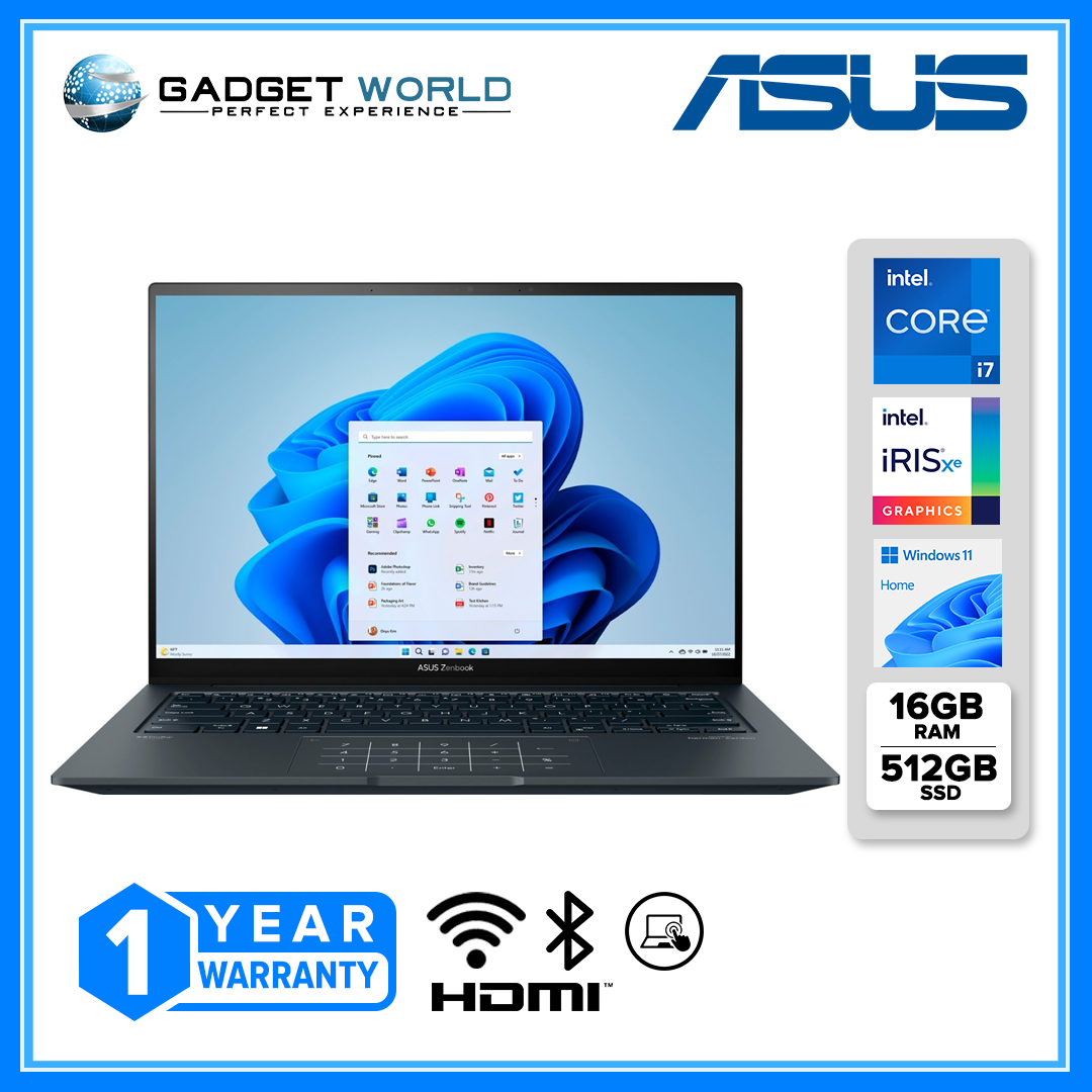 ASUS ZenBook 13 Ultra-Slim Laptop, 13.3” OLED NanoEdge, Intel Evo Platform  i7-1165G7, 8GB, 512GB SSD, NumberPad, Thunderbolt 4, Wi-Fi 6, Windows 11