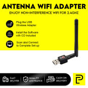 Wireless-N USB WiFi Adapter with Antenna - 2.4GHz