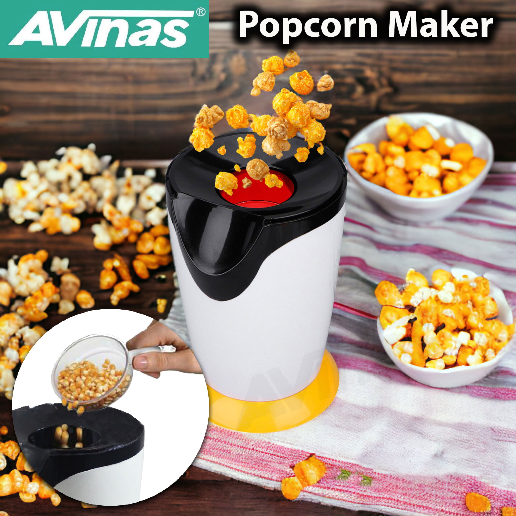 Mini Popcorn Machine, 1200W Home Electric Popcorn Machine, 3 Min Fast  Popping, Great Air Popcorn Machine for Home Party 