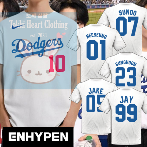 Fir on X: ENHYPEN used the same number from Tamed-Dashed for their LA  Dodgers jersey ⚾️  / X