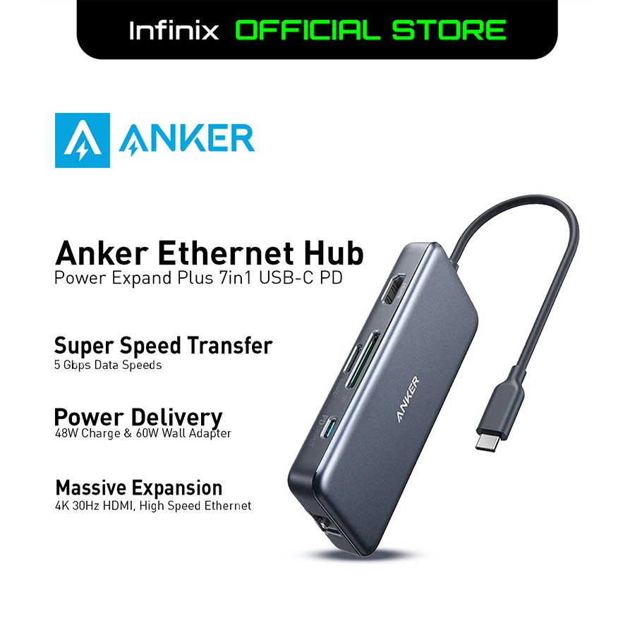 Infinix Anker PowerExpand + 7-in-1 USB-C PD Ethernet Hub