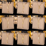 XU YI Gold Plated Initial Necklace for Women