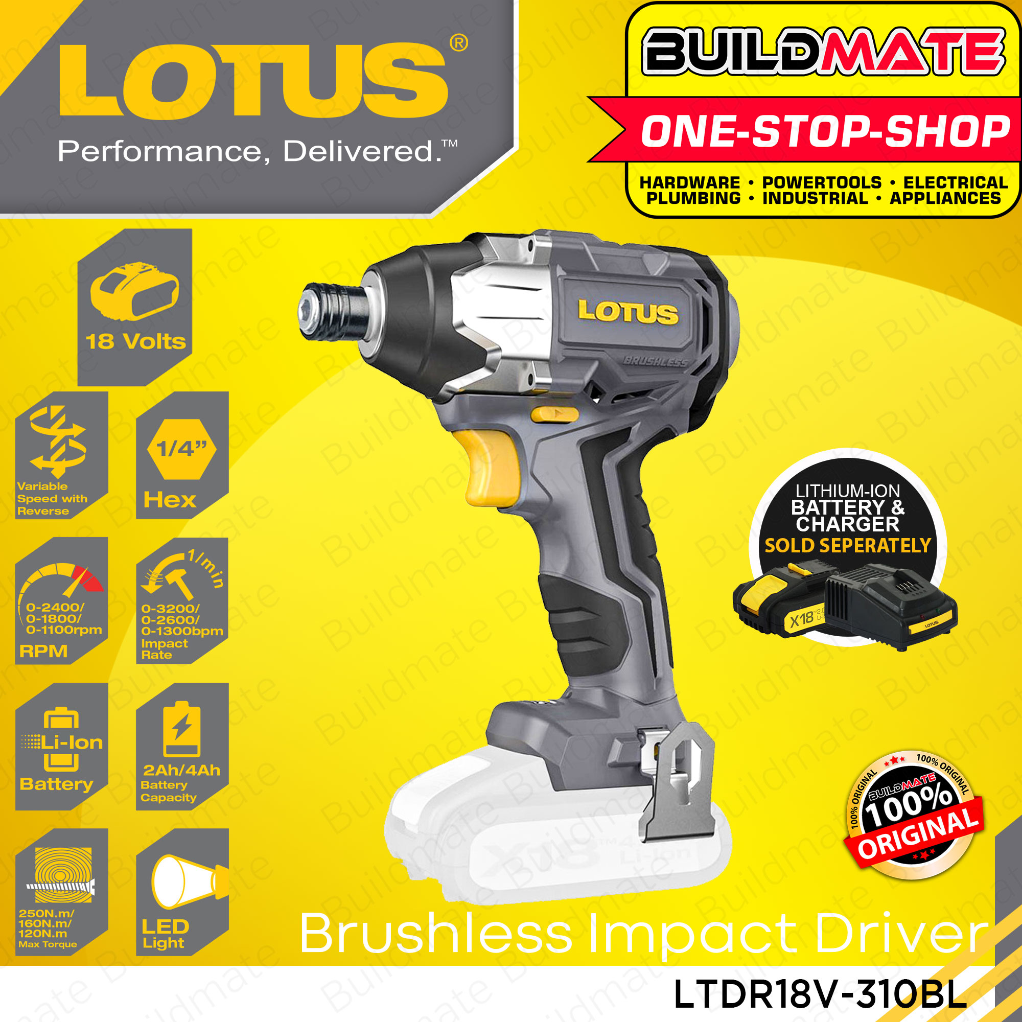 LOTUS X LINE Cordless Impact Drill 18V LTHD18VLI 2 BUILDMATE