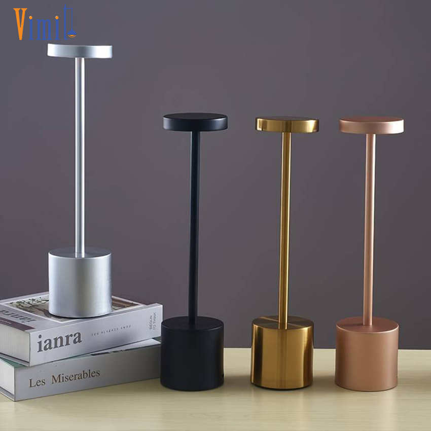 Vimite LED Metal Touch Table Light Wireless Tricolor Dimmable Adjust