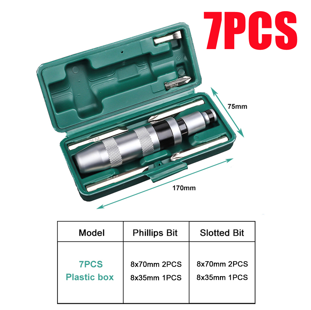 13/7PCS 1/2 Inch Drive Impact Driver Set Extractor Tool, Slotted or Phillips Screwdriver Bits, Remove Rusted, Damaged Screws - Image 2