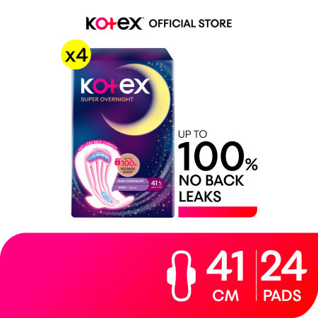 Kotex Super Overnight Feminine Pads - 24 Total Pads