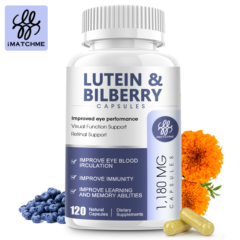 iMATCHME Lutein Bilberry Capsules with Zeaxanthin 1180mg for Protect Vision Relieve Eyes Fatigue Reduce Inflammatory Antioxidant Enhance Immunity