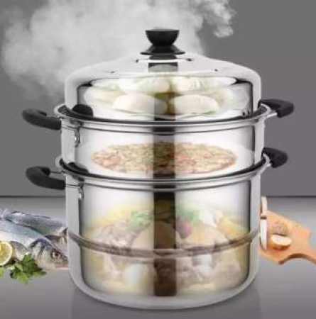 Stainless Steel Steamer Cookware Multi-functional 3 Layers 26cm