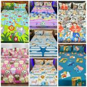 Kids Anime Printed Bed Sheet Set - 3 in 1, Garterized