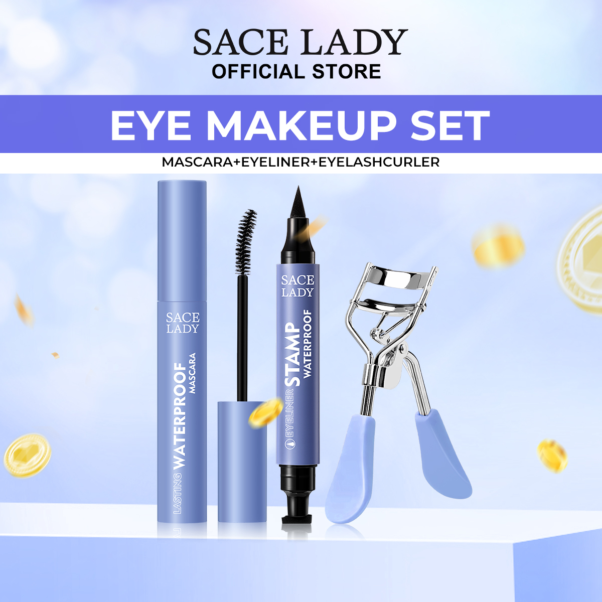 Discount on Sace Lady  shoes - SKU: Sace Lady Eye Makeup Set Waterproof Curling Mascara Lasting Eyeliner Eyelash Curler Tools Makeup Set