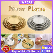 Dinner Plates Gold Dining Plate Serving Dishes Round Plate European Style Dinner Plates Cake Tray Thickened Disc Korean Barbecue Plate Golden Dessert Fruit Tray Western Steak Stainless Steel Barbecue Plate