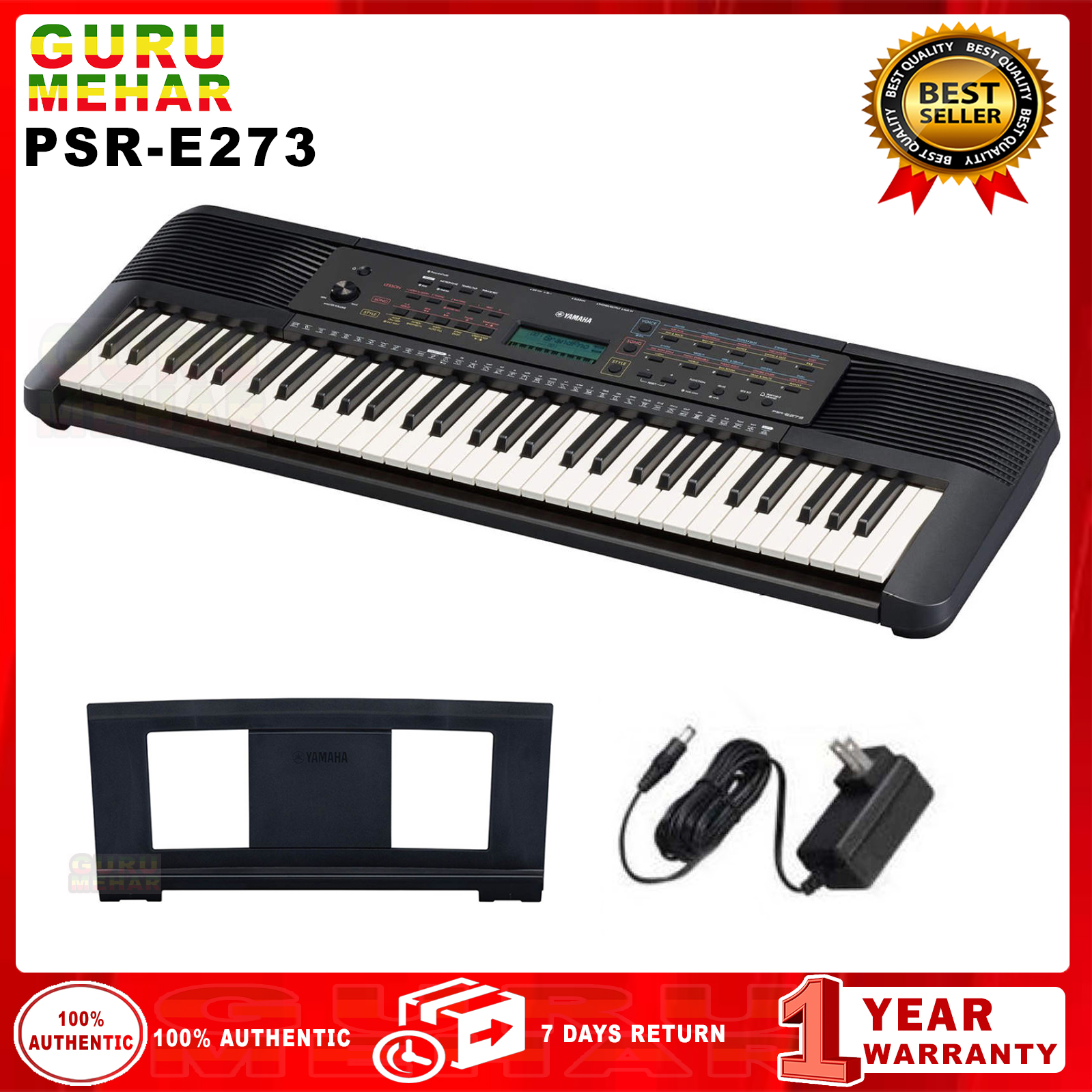 Yamaha 61-Key Keyboard with Power Supply - Adult Piano