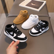 YZBZCJ Kids High-Cut Board Shoes - White Casual Sneakers